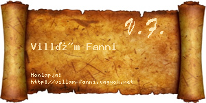 Villám Fanni névjegykártya